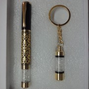 Gold Plated Crystal Pen and Crystal Key Ring